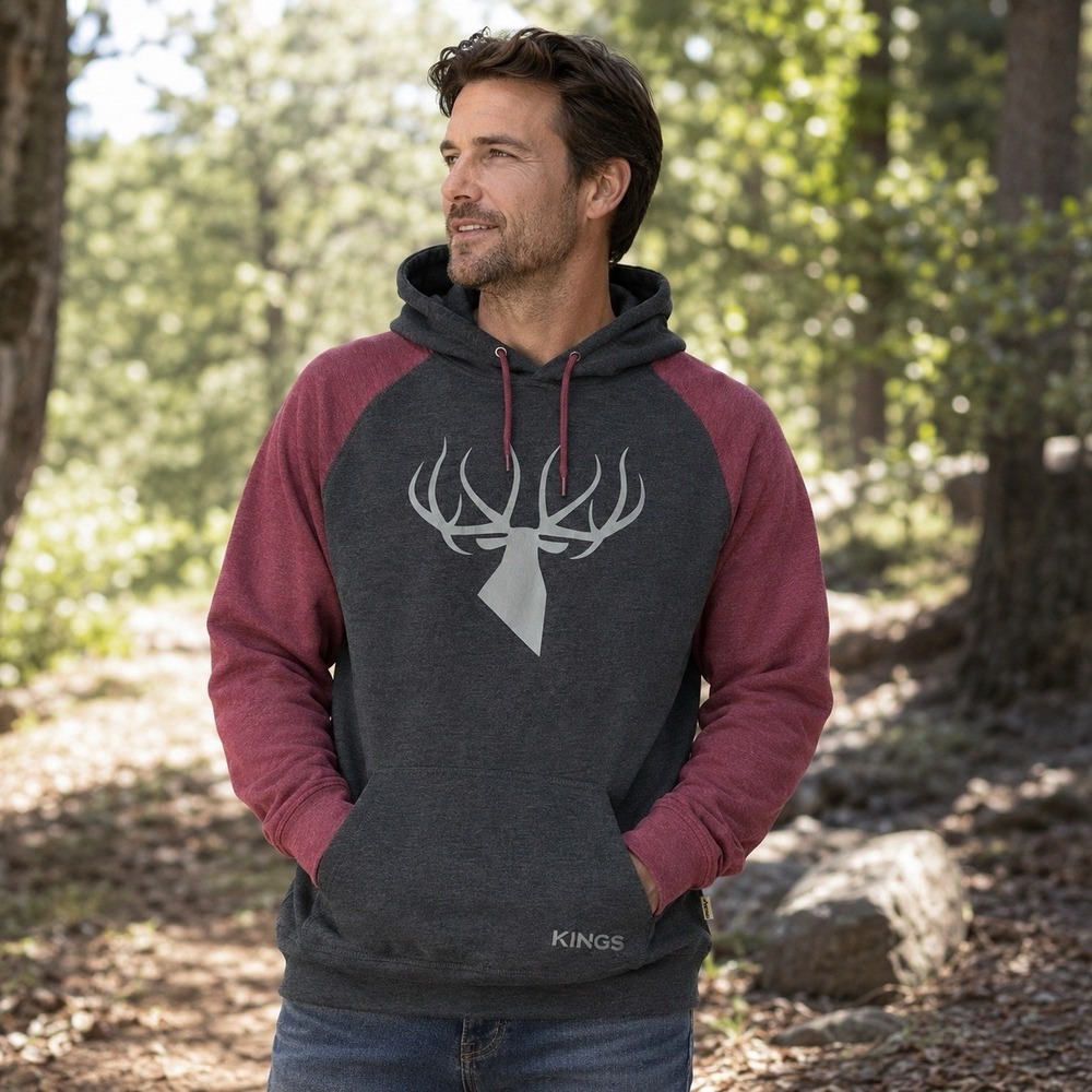 Kings Camo Hoodie Men's XL King Logo Triblend Hooded Pullover Red Grey Heathered